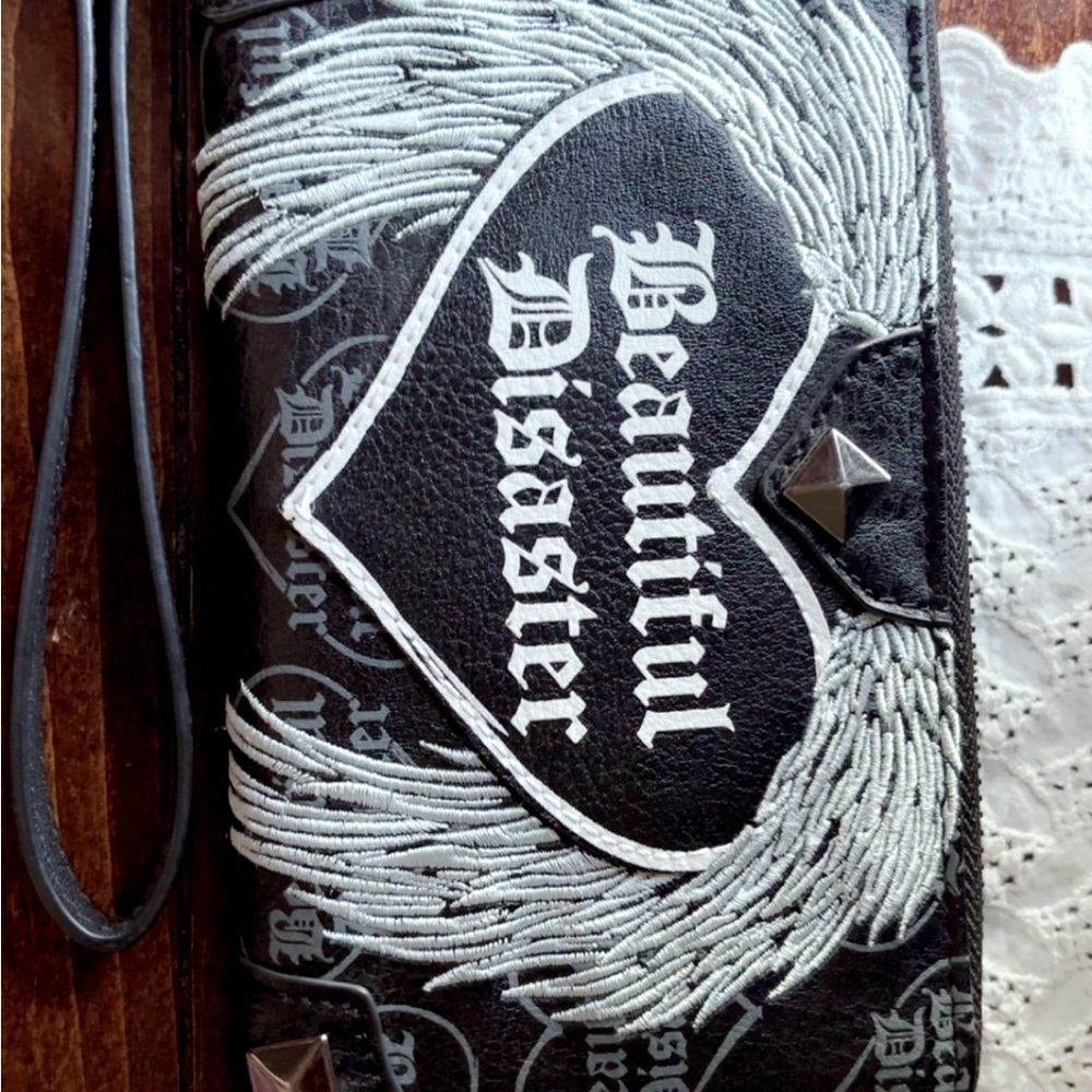 Beautiful Disaster Black and White Clutch